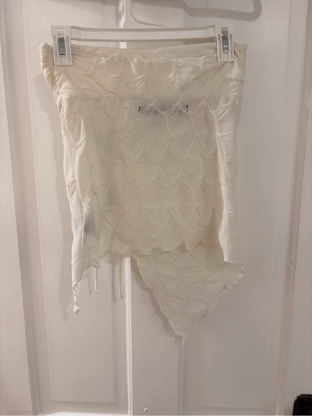 Cream Ruched Asymmetric Top - Picture 2 of 2